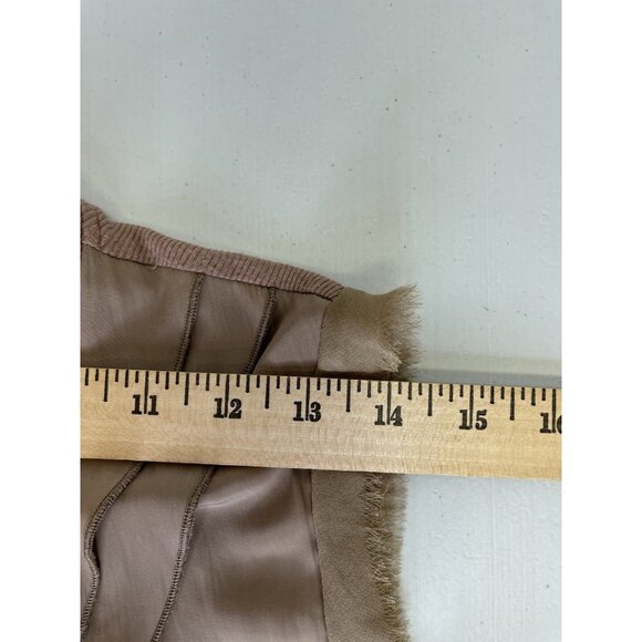 Lola & Sophie Frayed Sleeveless Zip-Up Blouse Size XS Tan Tank V-Neck - Picture 10 of 12